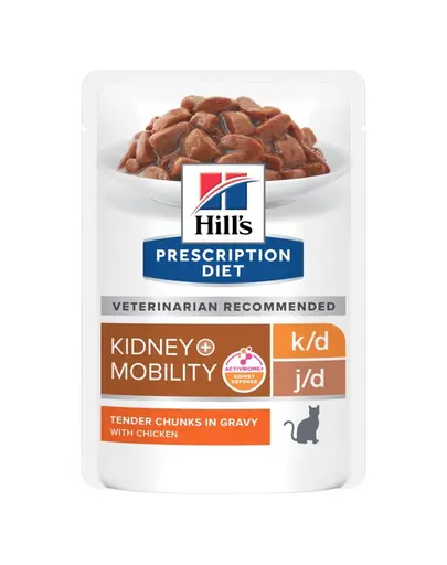 HILL'S Prescription Diet k/d + Mobility cu pui 12 x 85 g plicuri hrana pisici
