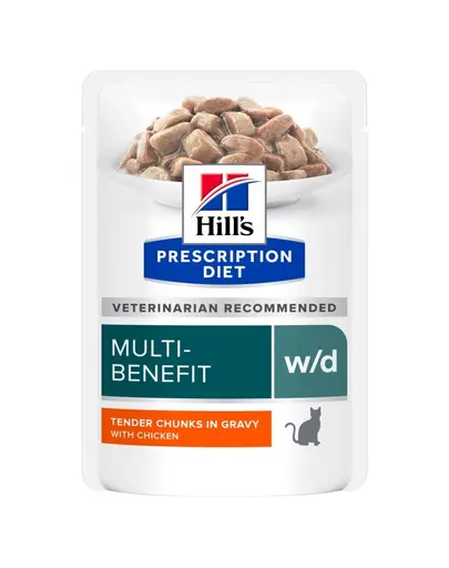 HILL'S PRESCRIPTION DIET Feline w/d Multi-Benefit pliculete hrana pisici, cu pui 12x85 g