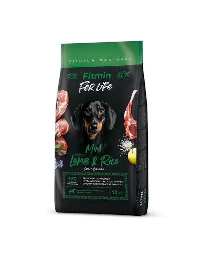 FITMIN dog For Life Lamb &amp; Rice Mini 12 kg aliment caini rasa mica, miel si orez