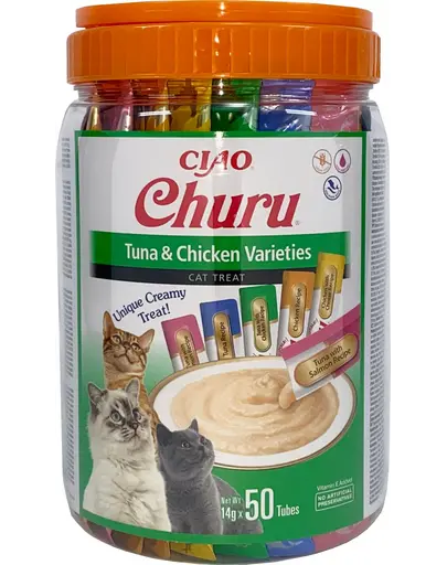 INABA Churu Variety Tuna&Chicken mix recompense cremoase pisici 50x14g (700g) ton si pui