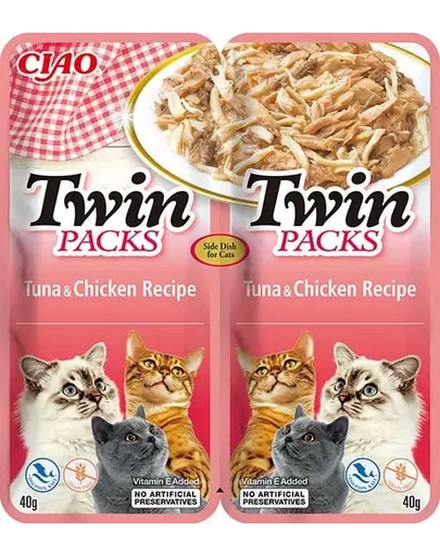 INABA Twin plic ton cu pui in supa pentru pisici 2x40 g