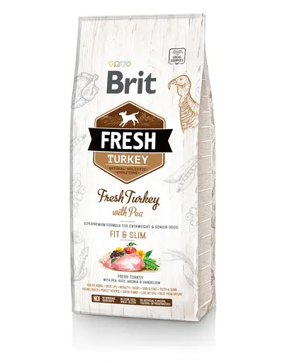 BRIT Fresh Light Fit&Slim Hrana uscata caini adulti, cu mazare si curcan 2,5 kg