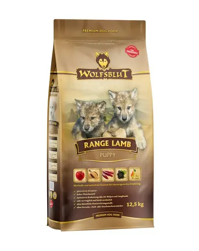 WOLFSBLUT Range Lamb Puppy Hrana uscata pentru catelusi, cu miel si prez brun 12,5 kg