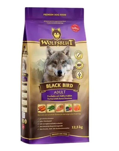 WOLFSBLUT Black Bird Adult hrana pentru caini, curcan si cartofi dulci 12,5 kg