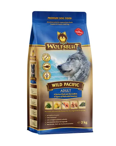 WOLFSBLUT Wild Pacific Adult Mancare uscata caine, cu peste si cartofi 12,5 kg