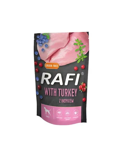 RAFI hrana umeda din curcan, afine, merisor pentru caini 500 g