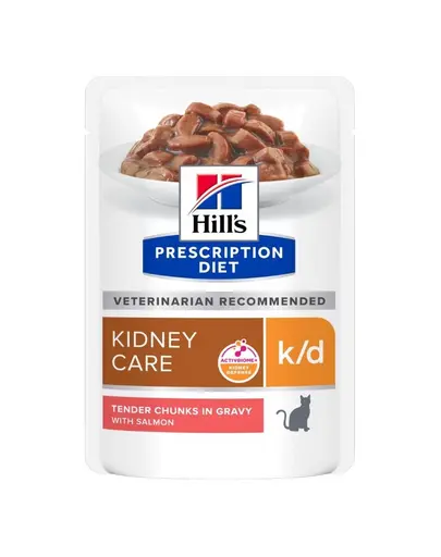 HILL'S Prescription Diet Feline k/d Kidney Care Pliculete hrana pisici cu probleme renale, cu somon 12x85 g