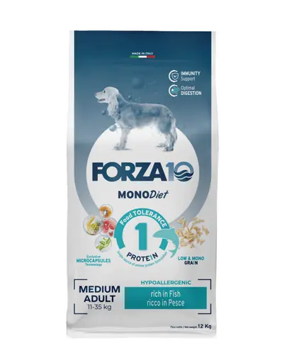 FORZA10 Medium Diet hrana uscata hipoalergenica caini adulti de rase medii, cu peste 12 kg