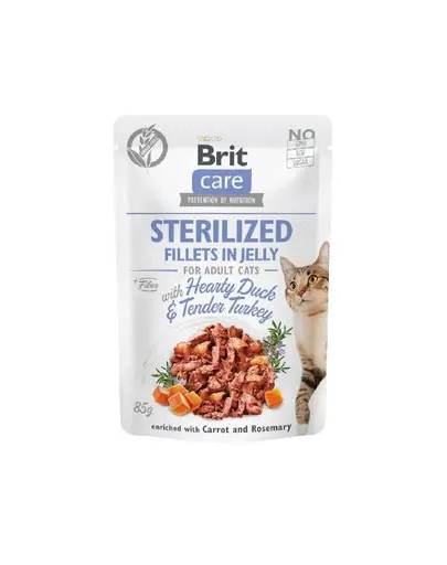 BRIT Care Fillets in Jelly Sterilized Duck&Turkey hrana umeda pisici sterilizate, rata si curcan 85 g