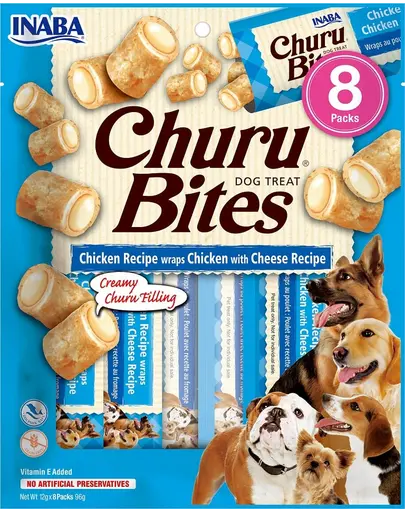 INABA Churu Bite Chicken 8x12g recompensa cu pui si branza pentru caini