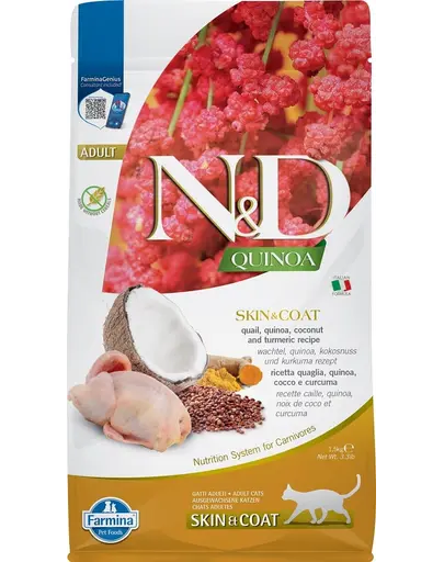 FARMINA N&D Cat Quinoa Skin&Coat Herring hrana uscata pentru pisici cu quinoa si prepelita 1,5 kg