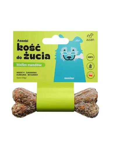 AZANKI Os pentru caine senior Senior 12cm cu insecte