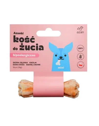 AZANKI Os pentru caini din piele caprioara Mini 10cm