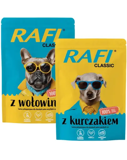 RAFI Classic pachet plicuri mancare caini 20x400g cu vita si pui