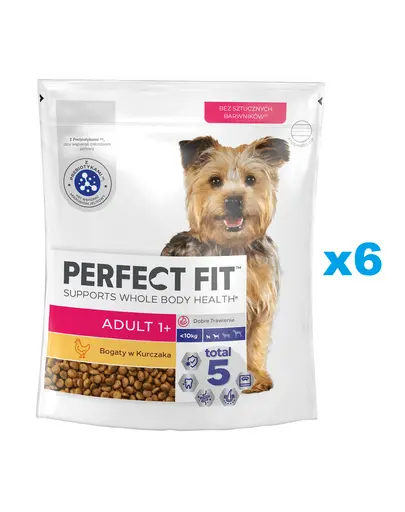 PERFECT FIT Adult 1+ hrana caini rase mici 6x825g cu pui