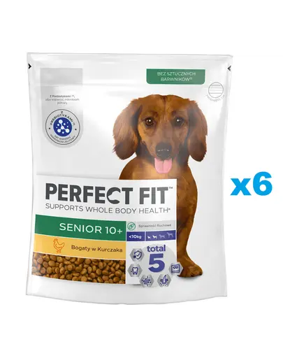 PERFECT FIT Senior 10+ hrana cu pui 6x825 g pentru caine senior rasa mica