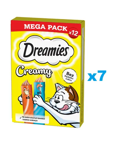 DREAMIES Creamy MEGA PACK pui si somon 84x10 g snack cremos pentru pisici