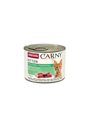 ANIMONDA Carny Kitten Beef&Chicken&Rabbit 200 g Conserva hrana pentru pisoi, cu vita, pui si iepure