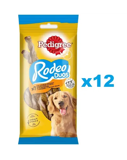 PEDIGREE Rodeo Duos 12x123g Pachet recompense cu pui si bacon pentru caini