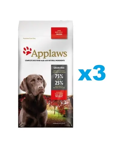 APPLAWS Adult Dog Large Breed Chicken 6 kg (3x2 kg) Hrana uscata caine talie mare, cu pui