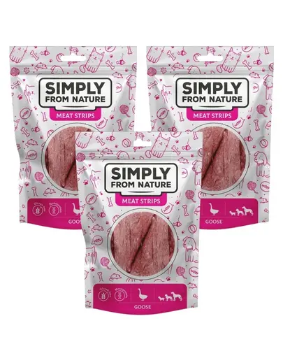 SIMPLY FROM NATURE Meat Strips Fasii gasca pentru caini 3x80 g