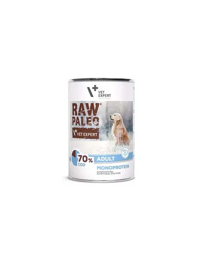 VETEXPERT Raw Paleo Cod Adult Can Hrana umeda caini adulti, cod 400g