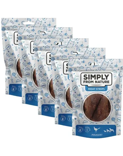 SIMPLY FROM NATURE Meat Strips 5x80 g recompensa din fazan, pentru caini