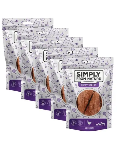 SIMPLY FROM NATURE Meat Strips 5x80 g benzi pui pentru caini