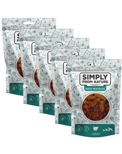 SIMPLY FROM NATURE Meat Noodles pentru caini 5x80 g din curcan
