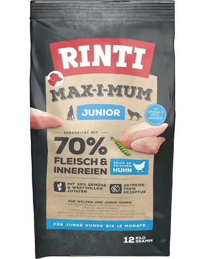 RINTI MAX-I-MUM Junior Chicken hrana uscata caini juniori, cu pui 12 kg