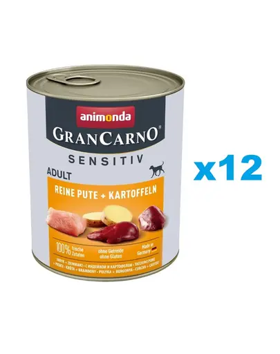 ANIMONDA Grancarno Sensitive Set conserve caini adulti sensibili, cu curcan si cartofi 12x800 g