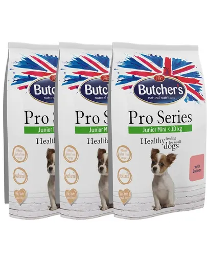 BUTCHER'S ProSeries Junior Mini hrana cu somon 3x800g pentru caini