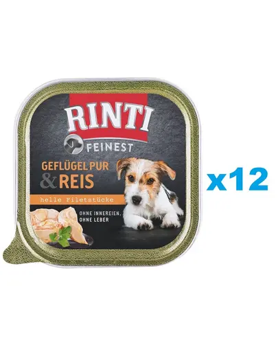RINTI Feinest Poultry Pure&Rice pasare si orez 12x150 g mancare umeda pentru caini