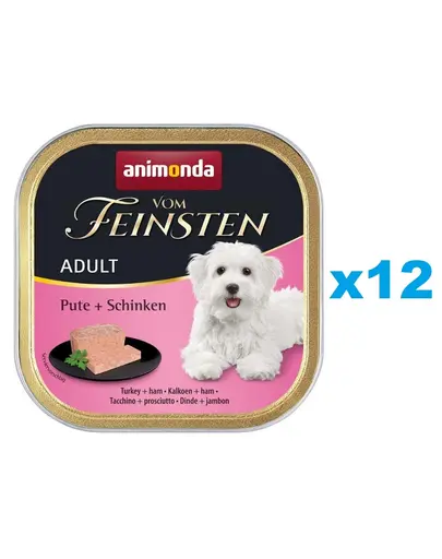 ANIMONDA Vom Feinsten Adult Turkey&Ham 12x150 g curcan si sunca, pate pentru caini adulti
