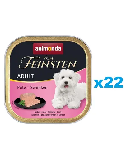 ANIMONDA Vom Feinsten Adult Turkey&Ham 22x150 g hrana caini, pate curcan si sunca