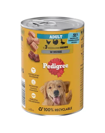 PEDIGREE Adult cu 3 tipuri de carne de pasare hrana umeda pentru caini adulti 400 g