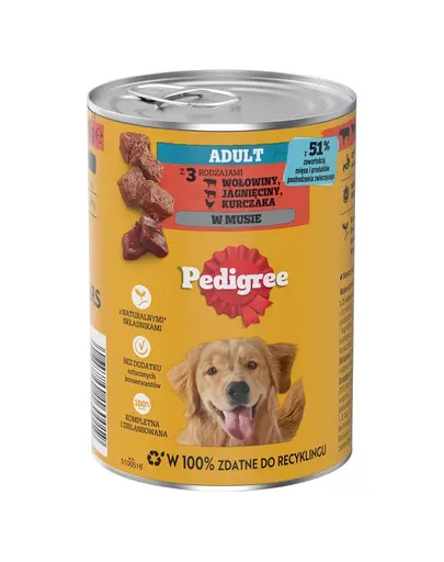 PEDIGREE Adult cu vita, miel si pui hrana umeda pentru caini adulti 400 g