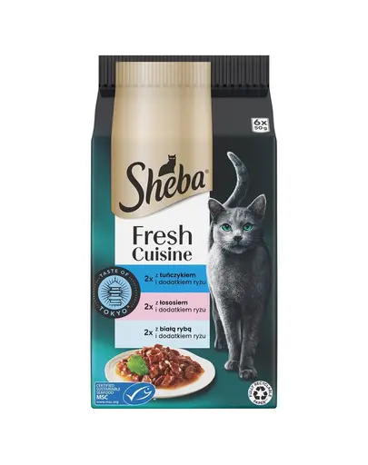 Pliculete SHEBA Fresh Cuisine Taste of Tokyo 6x50g hrana umeda cu peste si orez
