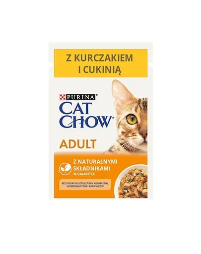 CAT CHOW Adult Hrana umeda pisici, cu pui cu dovlecel in aspic 85 g