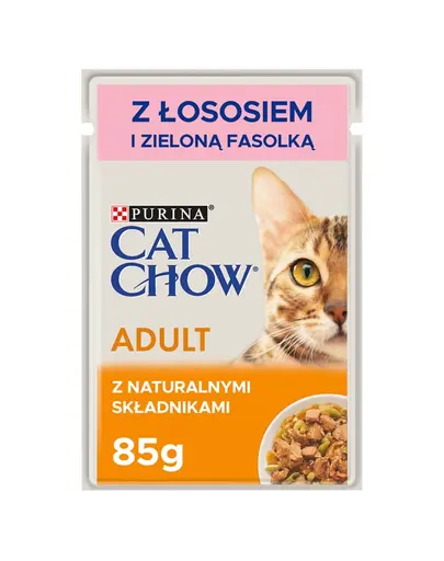 CAT CHOW Plic hrana umeda pisici, cu somon si fasole verde 85 g