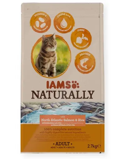 IAMS Naturally Adult Cat with North Atlantic Salmon & Rice 2,7 kg hrana pisica adulta