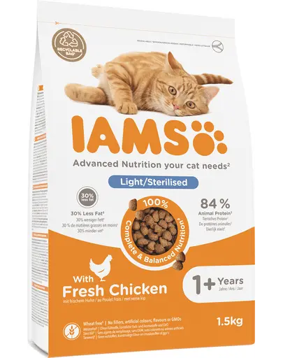 IAMS for Vitality Sterilised Hrana uscata pentru pisici sterilizate, cu pui 1,5 kg
