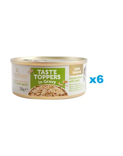 APPLAWS Taste Topper mancare umeda caine, cu piept de pui cu miel in sos 6x156 g