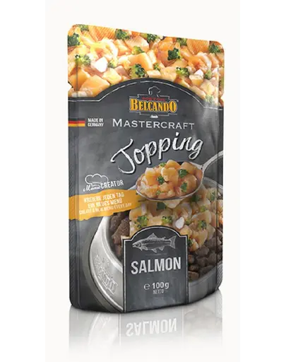 BELCANDO Mastercraft Topping Hrana umeda pentru caini adulti, cu somon si broccoli 100 gr