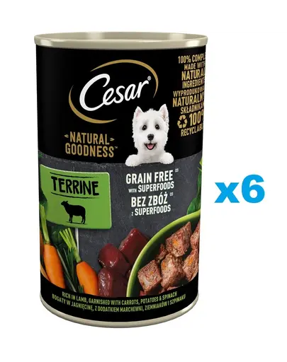CESAR Natural Goodness Set conserve pentru caini, cu pui, igname si afine 6x400 g