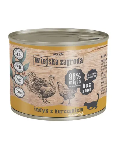 WIEJSKA ZAGRODA Kitten Hrana umeda pentru pisoi, cu pui si curcan 200 g