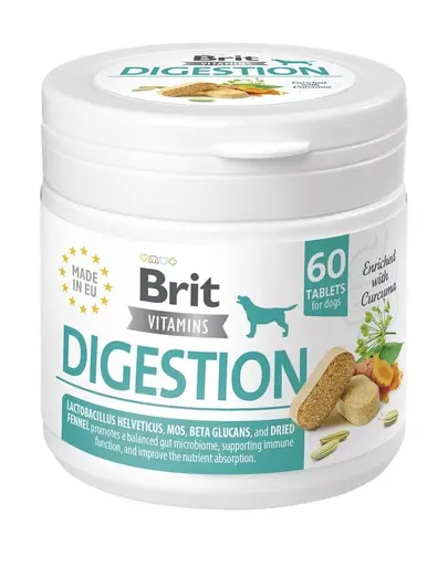 BRIT Vitamins Digestion 120g supliment digestiv caini adulti, cu probiotice si enzime digestive (60 tablete)