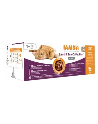 IAMS Cat Delights Adult All Breeds Land&Sea In Jelly Pouch 48 X 85 g
