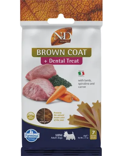 FARMINA N&D Brown Dental Treat Coat Lamb Mini 60 g gustare dentara caini de rase mici, cu miel
