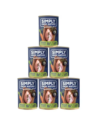 SIMPLY FROM NATURE Hrana umeda pentru caini, cu fazan si morcovi 6 x 400 g